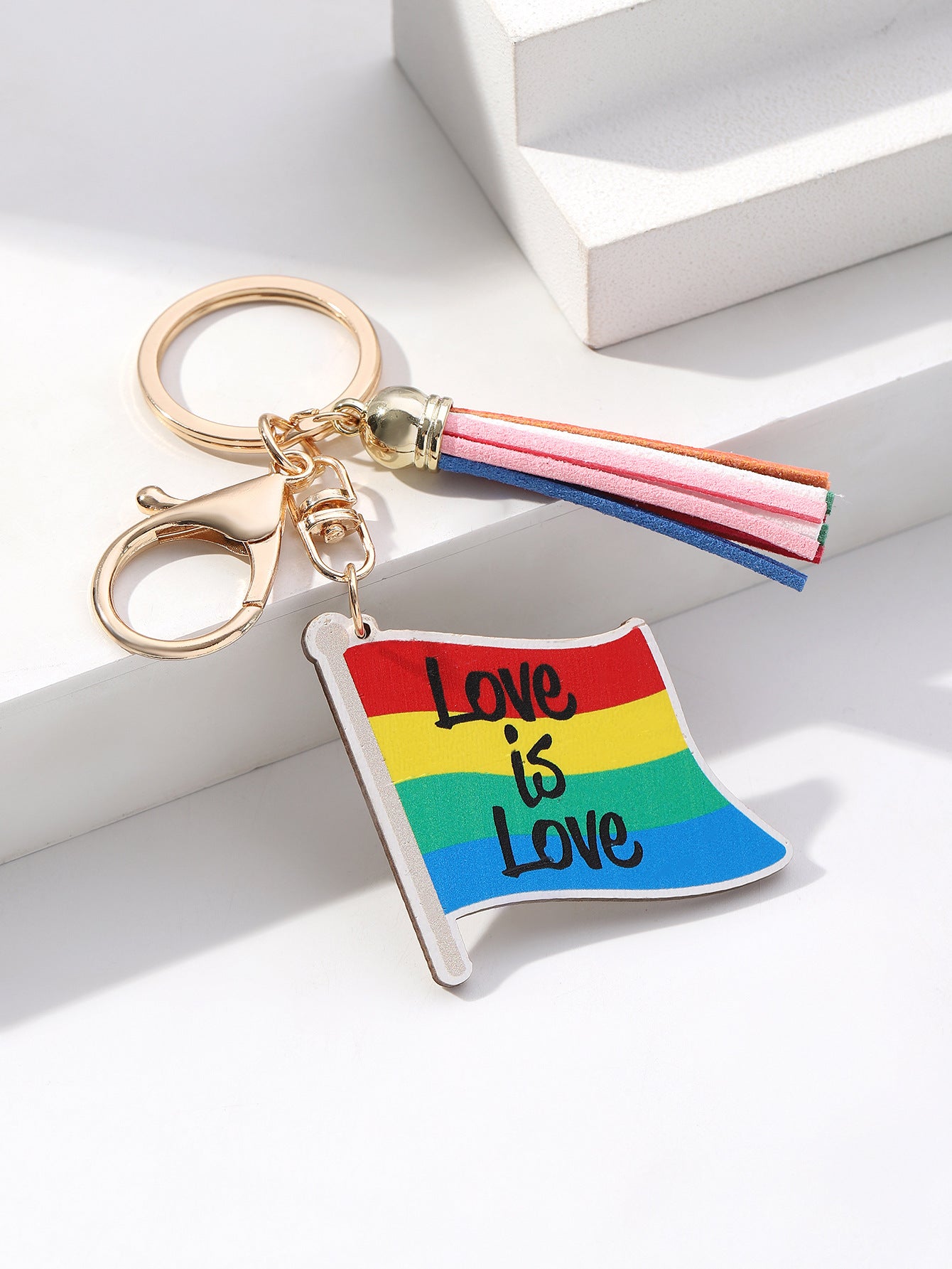 Wholesale LGBT Pride Month Rainbow Tassel Wooden Keychain ACC-KC-RongR041