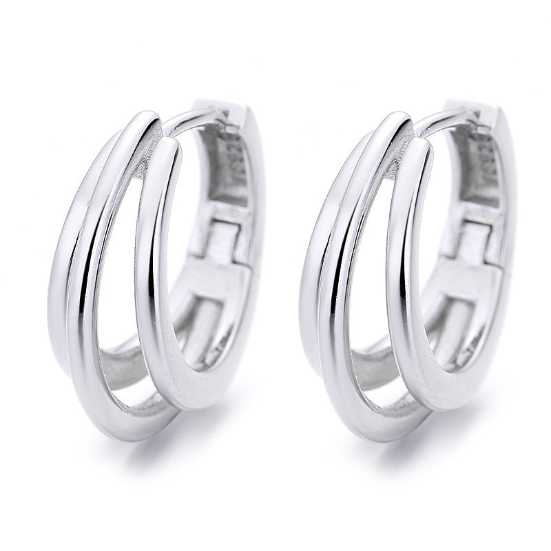 Wholesale S925 Sterling Silver Multi-layer Hollow Earrings