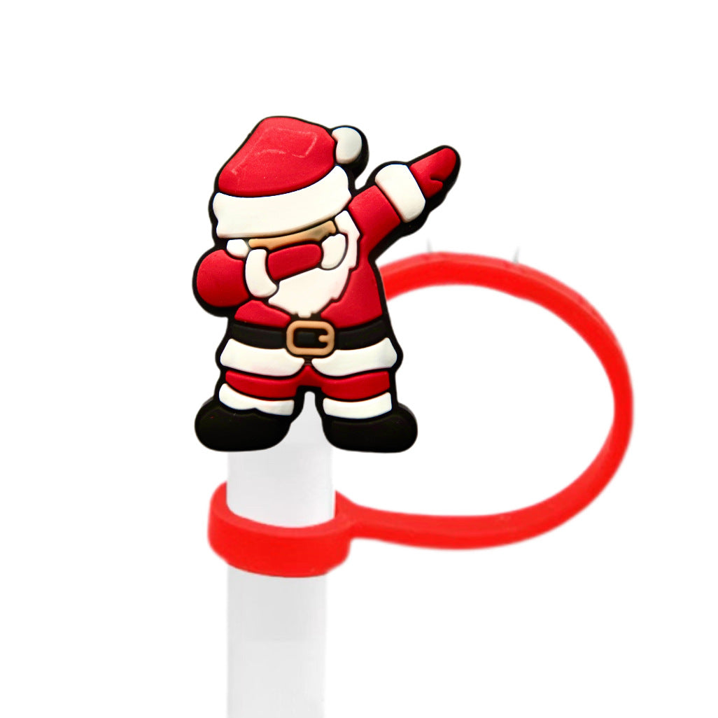 Wholesale 10pcs Christmas themed cartoons 8/ 10mm Straw Cover Straw Tube Cap