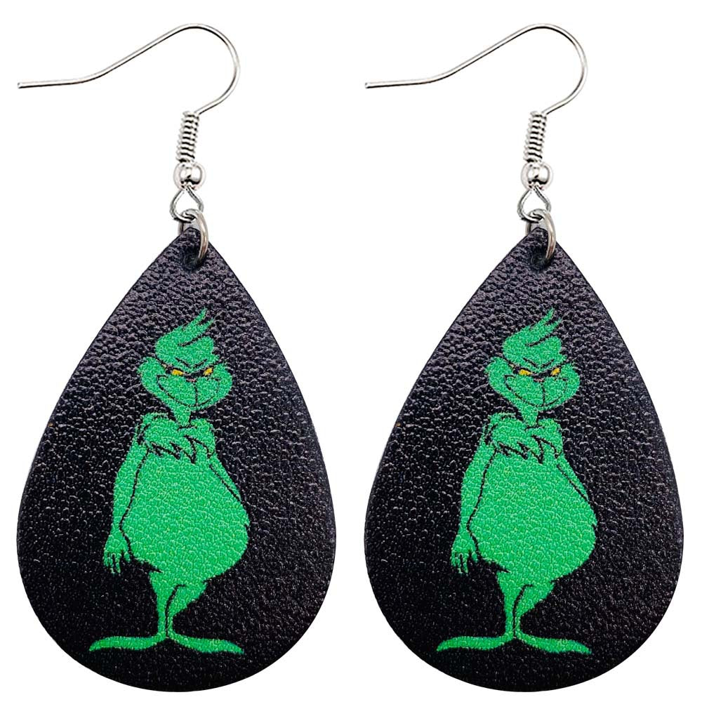 Wholesale Christmas Green Frog Leather Earrings ACC-ES-ChenY038