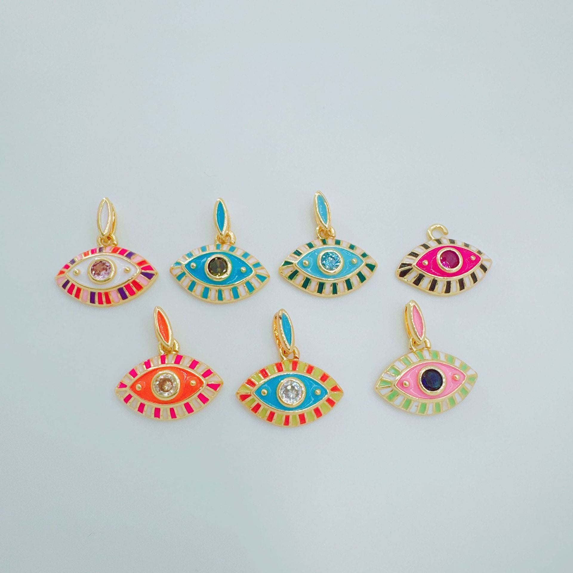 Wholesale Trendy Blue Evil Eye Pendant Charm Copper Gold Plated DIY Jewelry Accessory