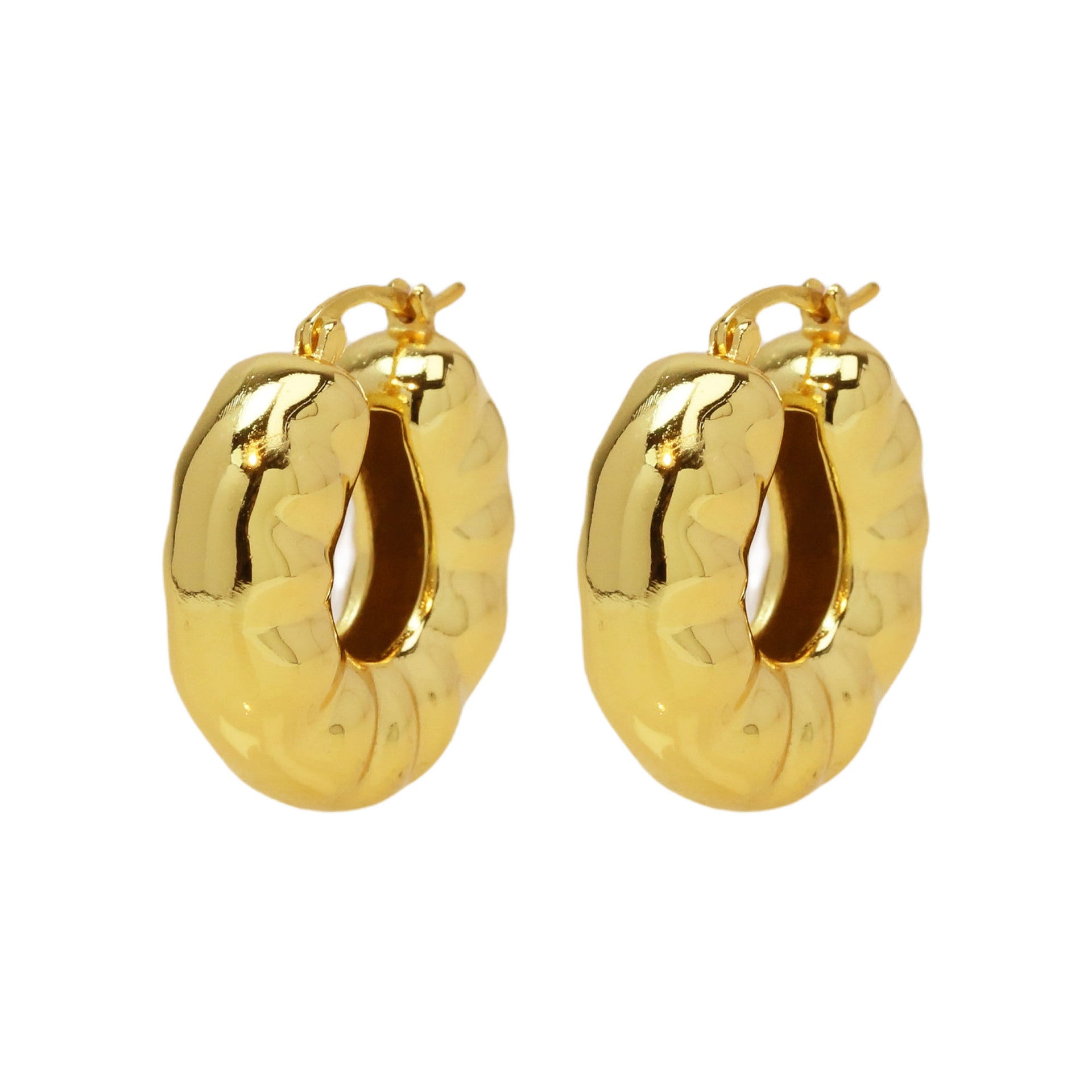 Wholesale  18k gold brass smooth bubble pleated earrings