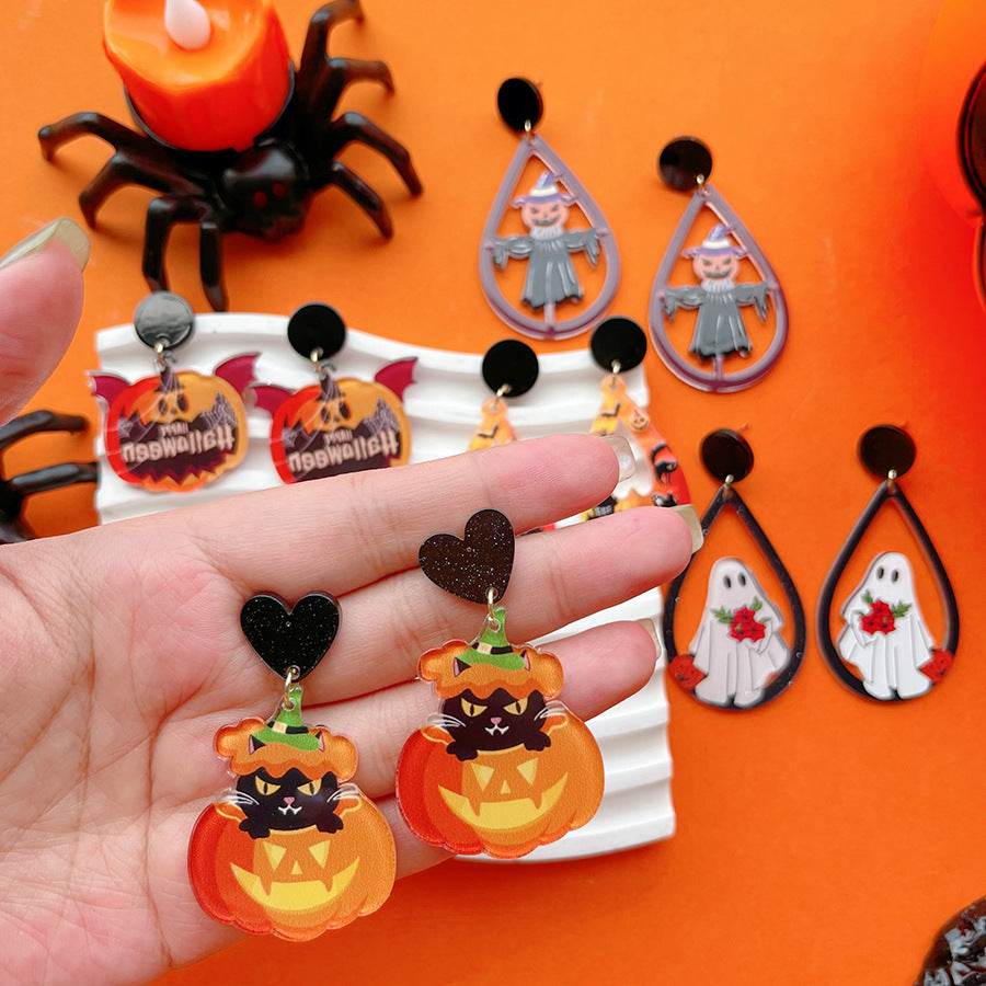 Wholesale  Acrylic pumpkin ghost earrings