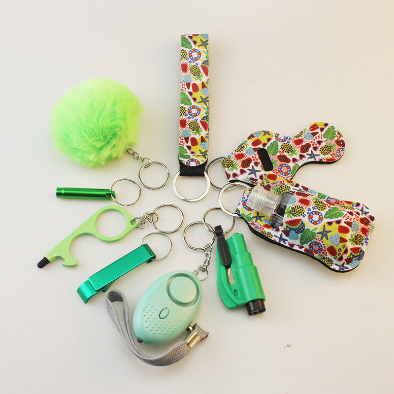 Wholesale Diving Fabric Lipstick Set Bottle Opener Hair Ball Whistle Keychain Set ACC-KC-TMS002