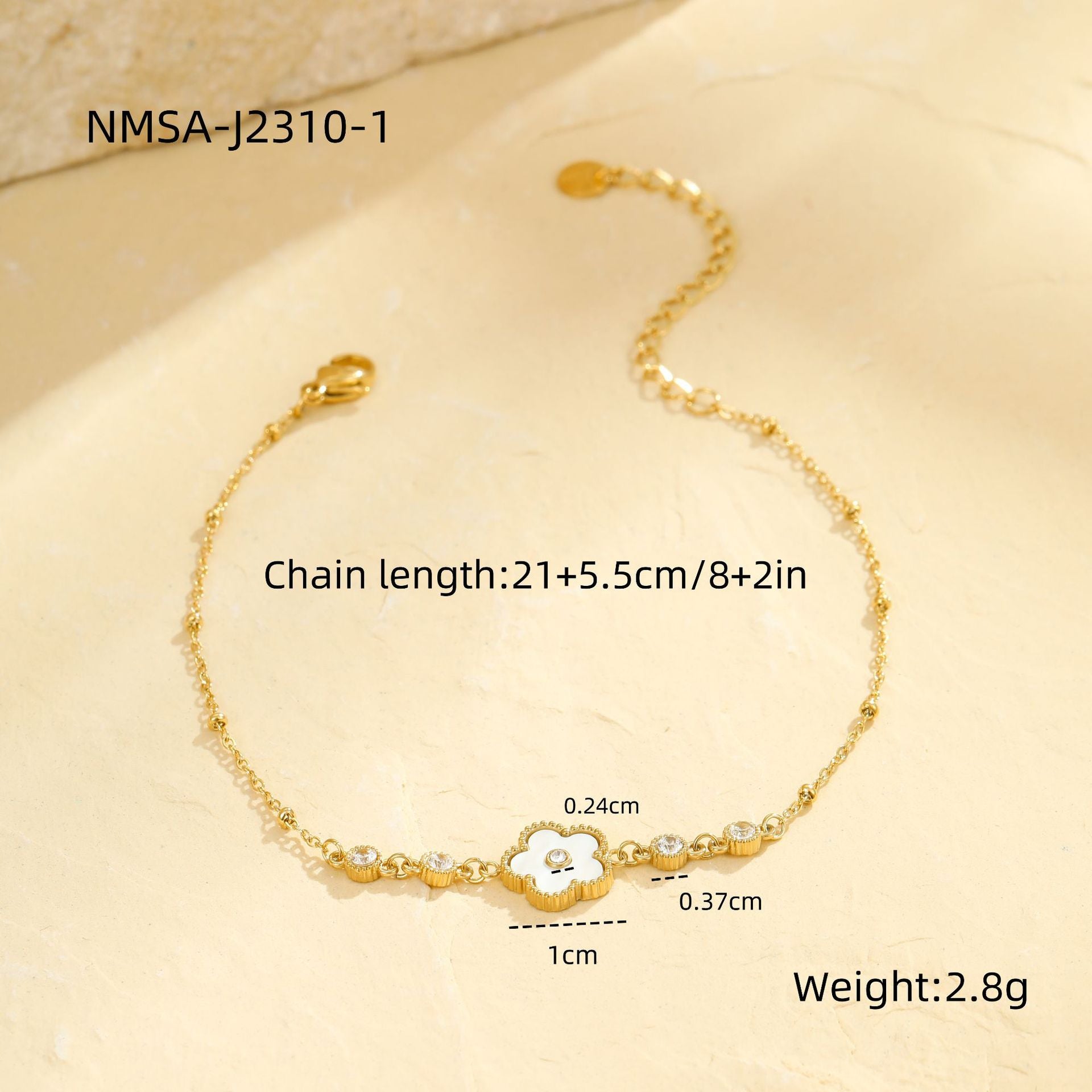 Wholesale  stainless steel 18k golden five leaf flower anklet