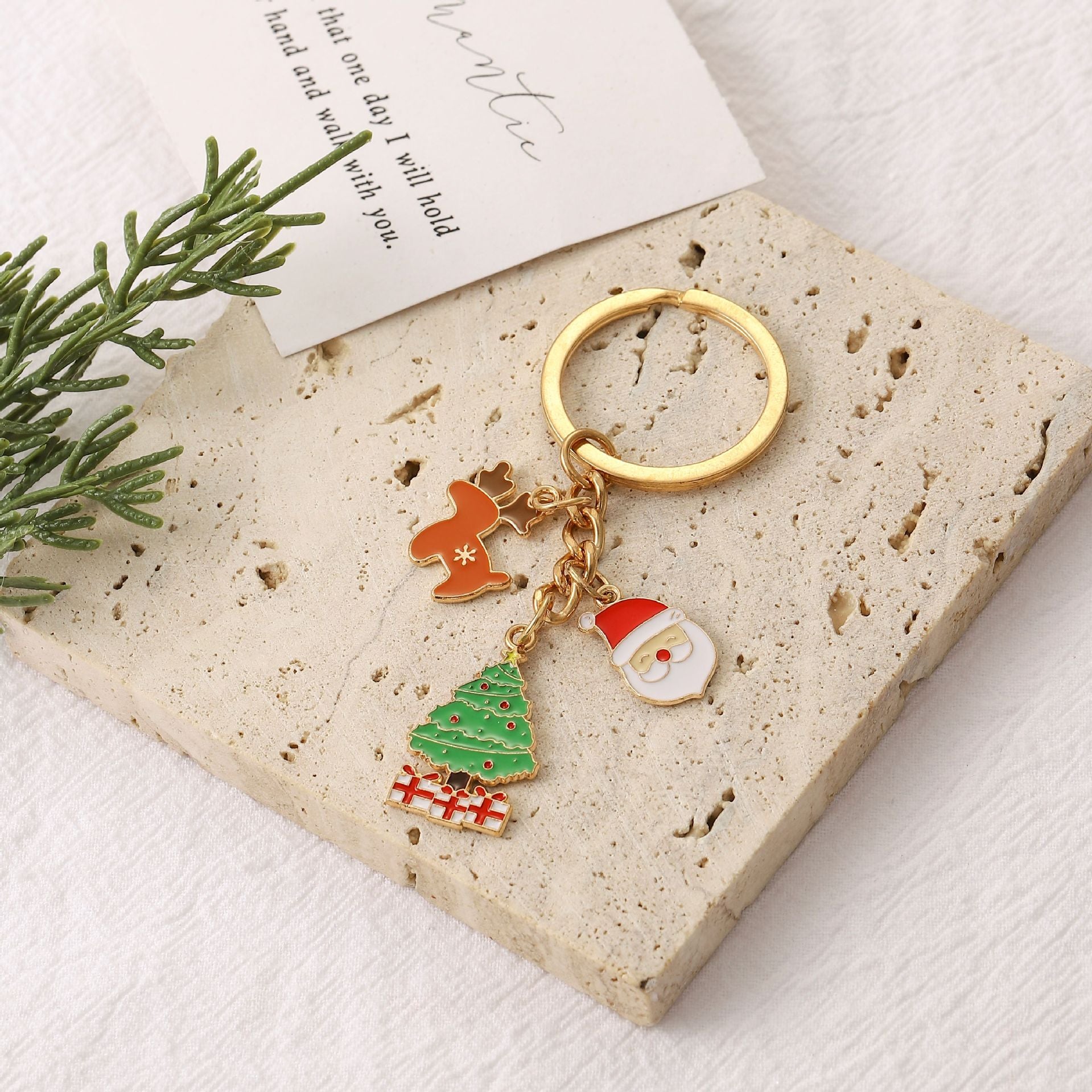 Wholesale Christmas cute Christmas tree old man bell snowflake keychain