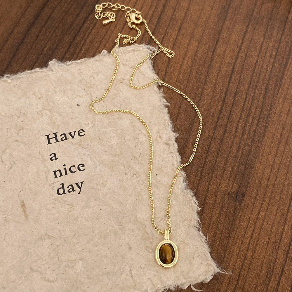 Wholesale Beaded Necklace  Tiger Eye Necklace  Elegant Collarbone Chain Jewelry