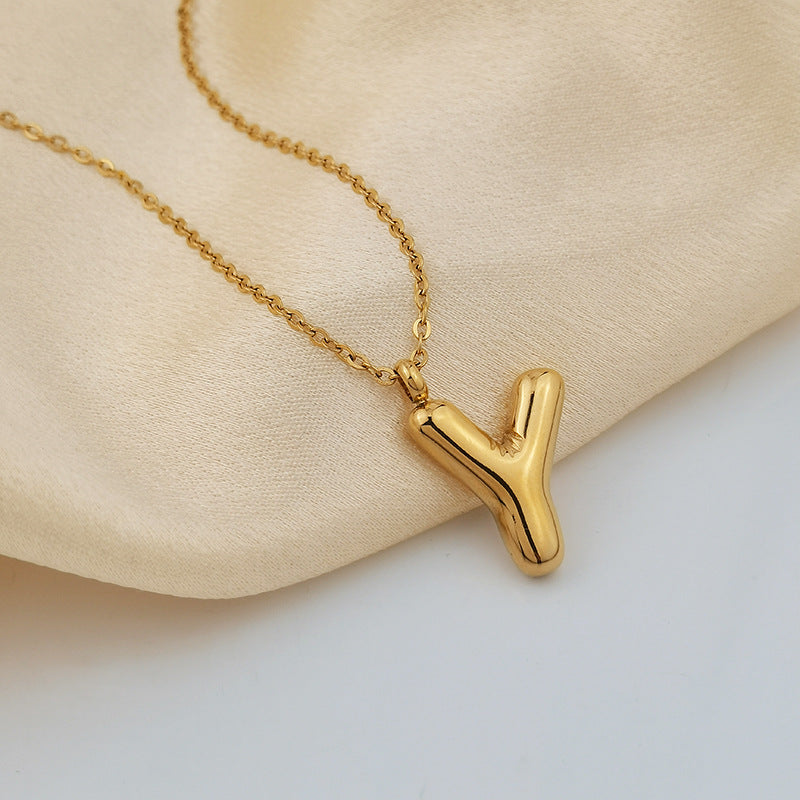 Wholesale 26 Letters 18K Gold Plated Polished Letter Necklaces ACC-NE-GuDi014