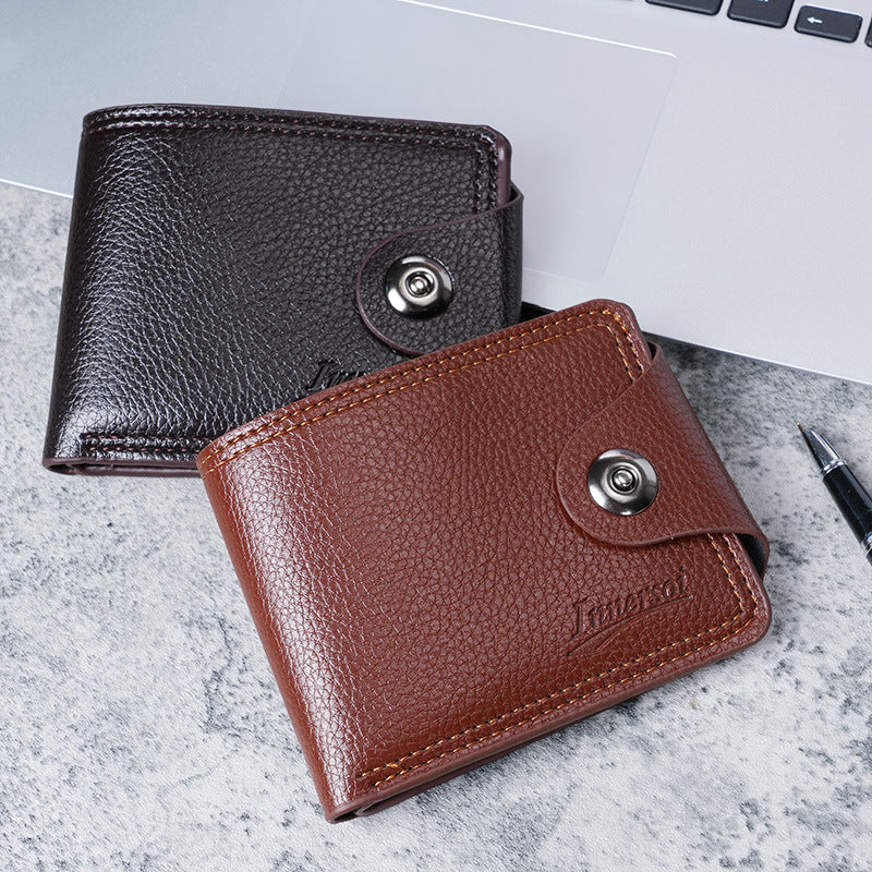 Wholesale Chic Men S Black PU Leather Multi Card Slot Short Wallet With Zipper Coin Pocket Casual Everyday Accessory Gift Boutique Resale