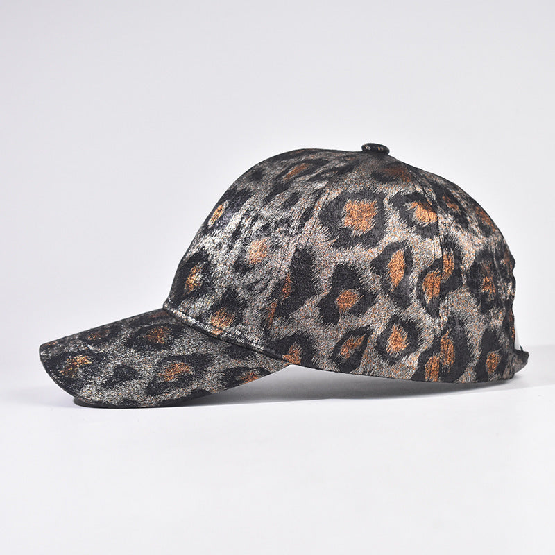 Wholesale Trendy Gold Foil Leopard Print Baseball Cap Thick Dome Hard Top Curved Brim Adjustable Everyday Unisex Sun Hat