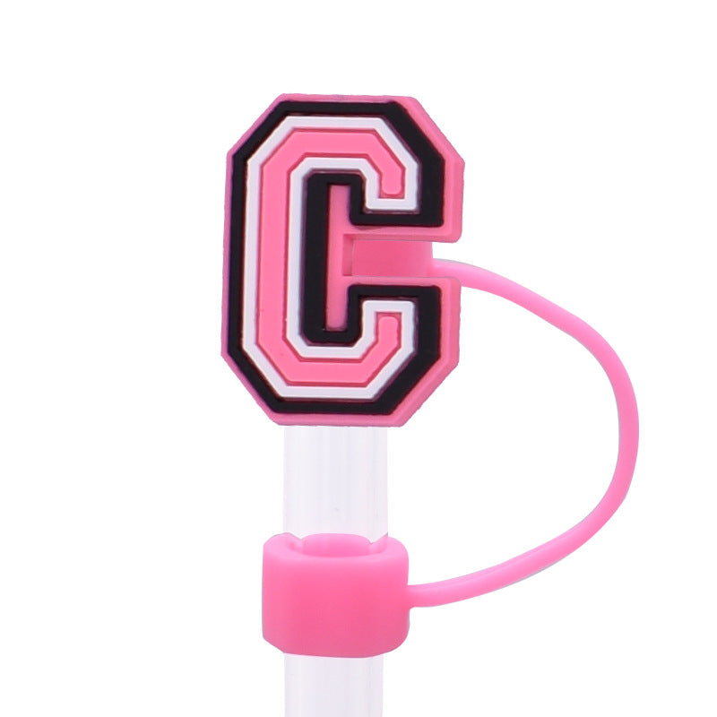 Wholesale Random 100pcs Pink letter cartoon Straw Cover Straw Tube Cap