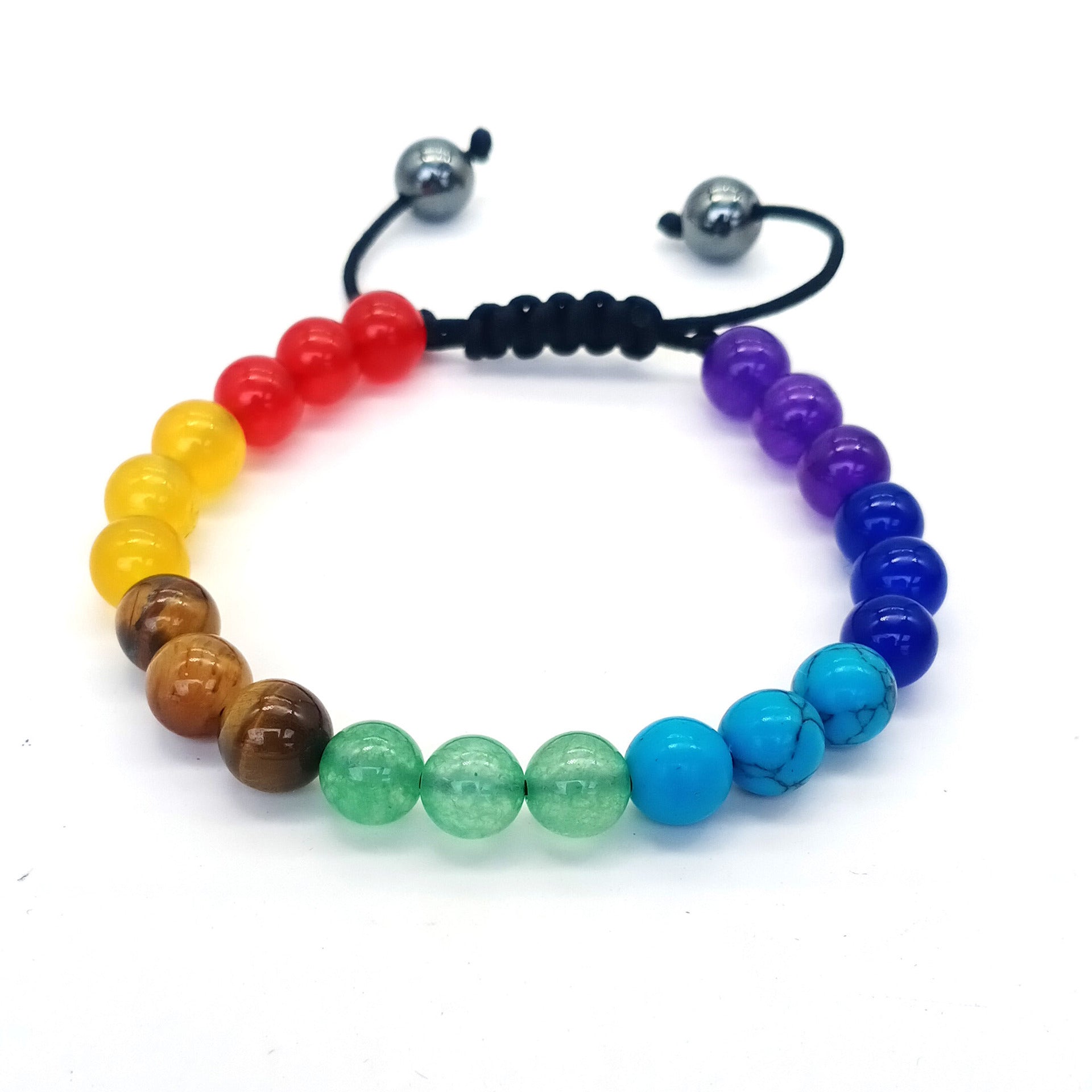 Wholesale 8MM Natural Stone Colorful Stone Crystal Beads Adjustable Bracelet ACC-B T-ZhongH023