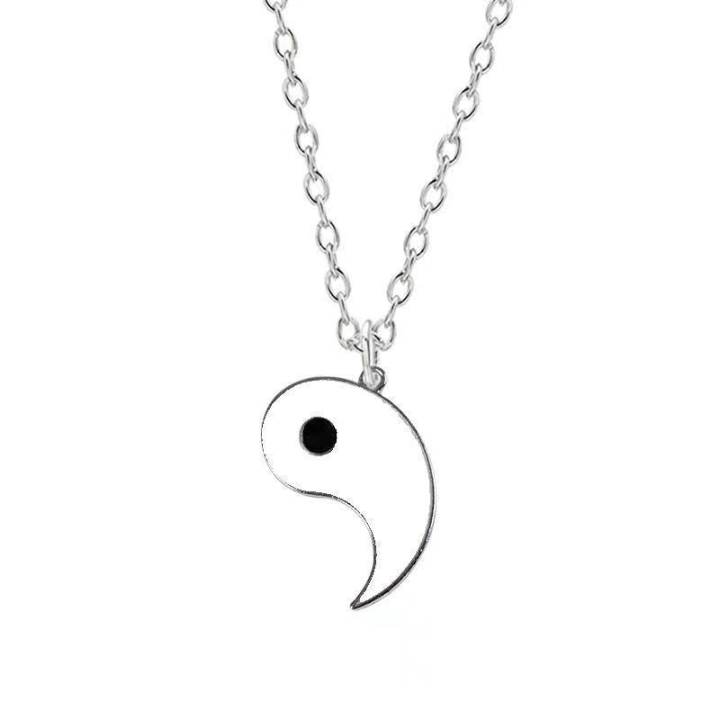 Wholesale Yin Yang Tai Chi Black and White Double Dragon Sweater Necklaces ACC-NE-Hany001
