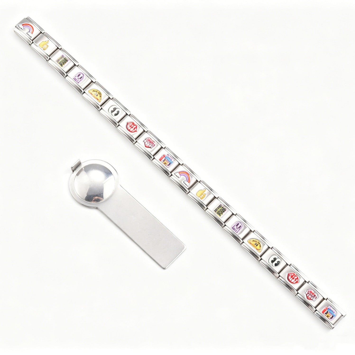 Wholesale Stainless Steel Modular Bracelet with UV Print Cartoon Characters DIY Elastic Fashion Accessory