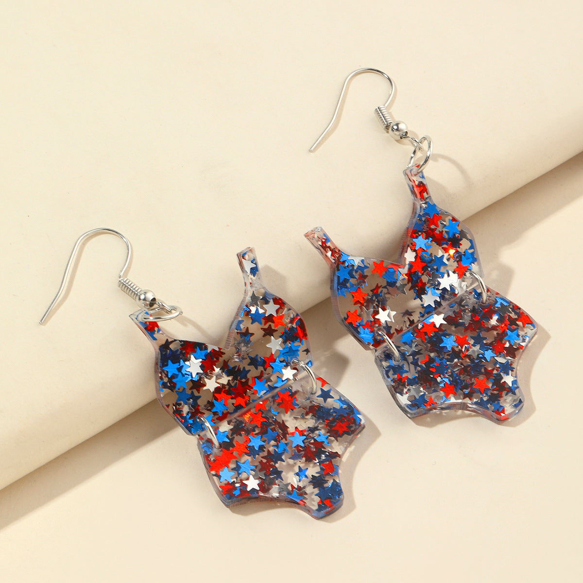 Wholesale  US Independence Day National Day Bikini Flip Flops Acrylic Personality Earrings