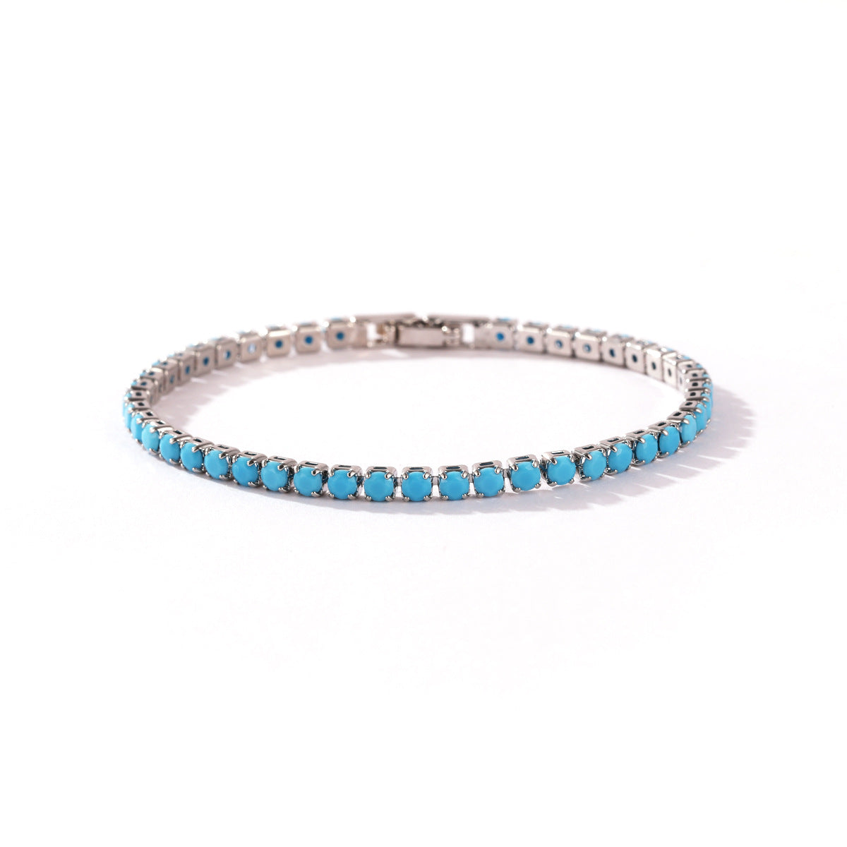 Wholesale 18k Gold Plated Zircon Bracelet,  Blue Turquoise Design,  Boutique Jewelry Accessory