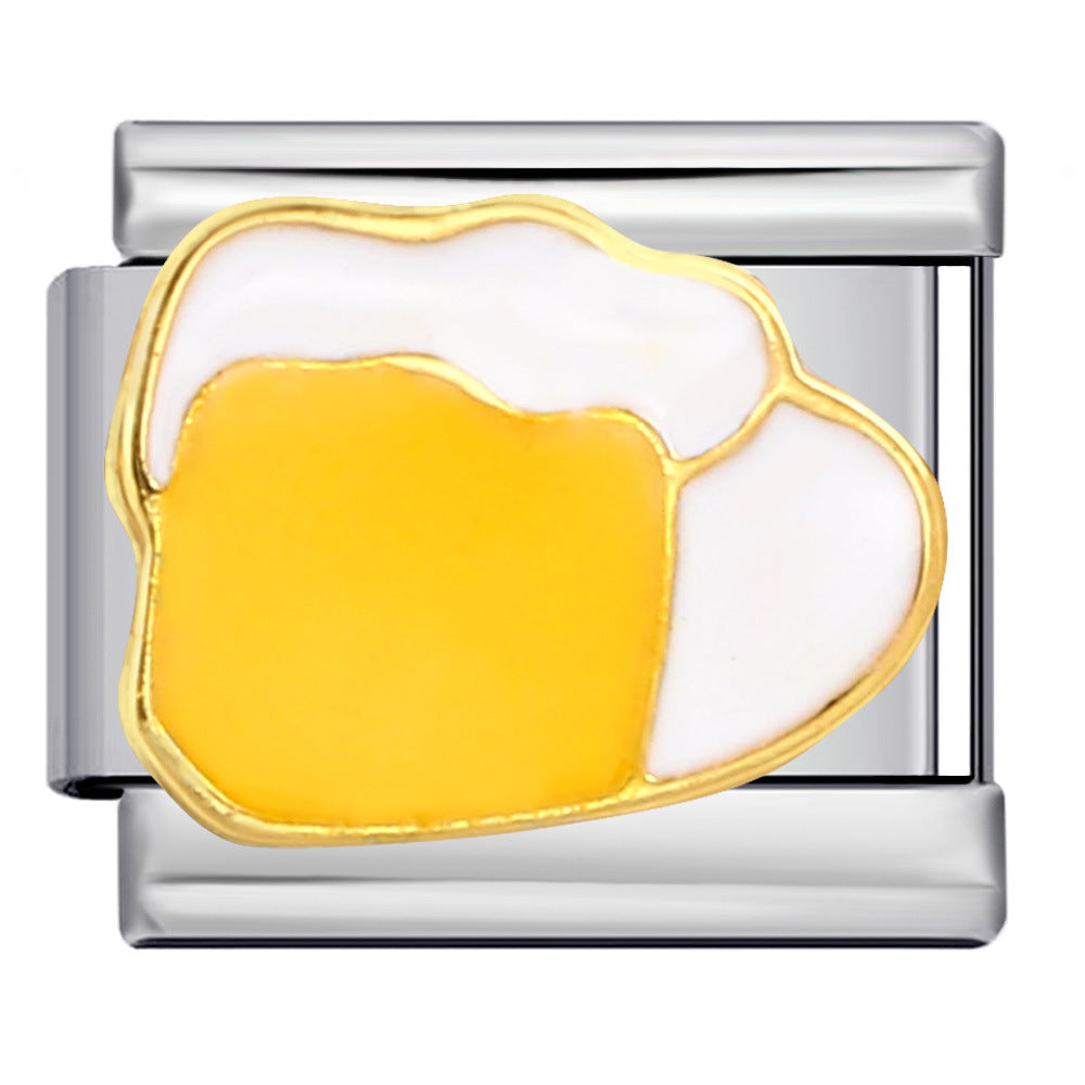 Wholesale Italian Charm Bracelet 9mm DIY Splicing Removable Cartoon Food Element Stainless Steel Composable Bracelet