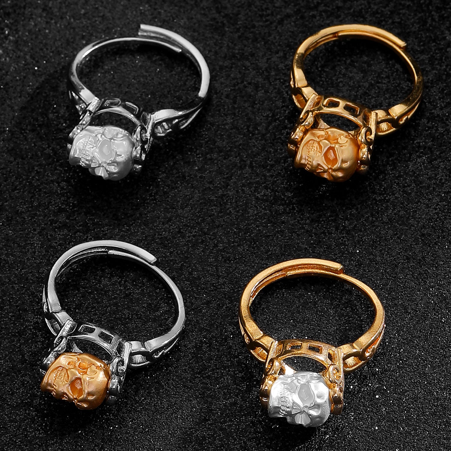 Wholesale  color-block skull fexaggerated ring