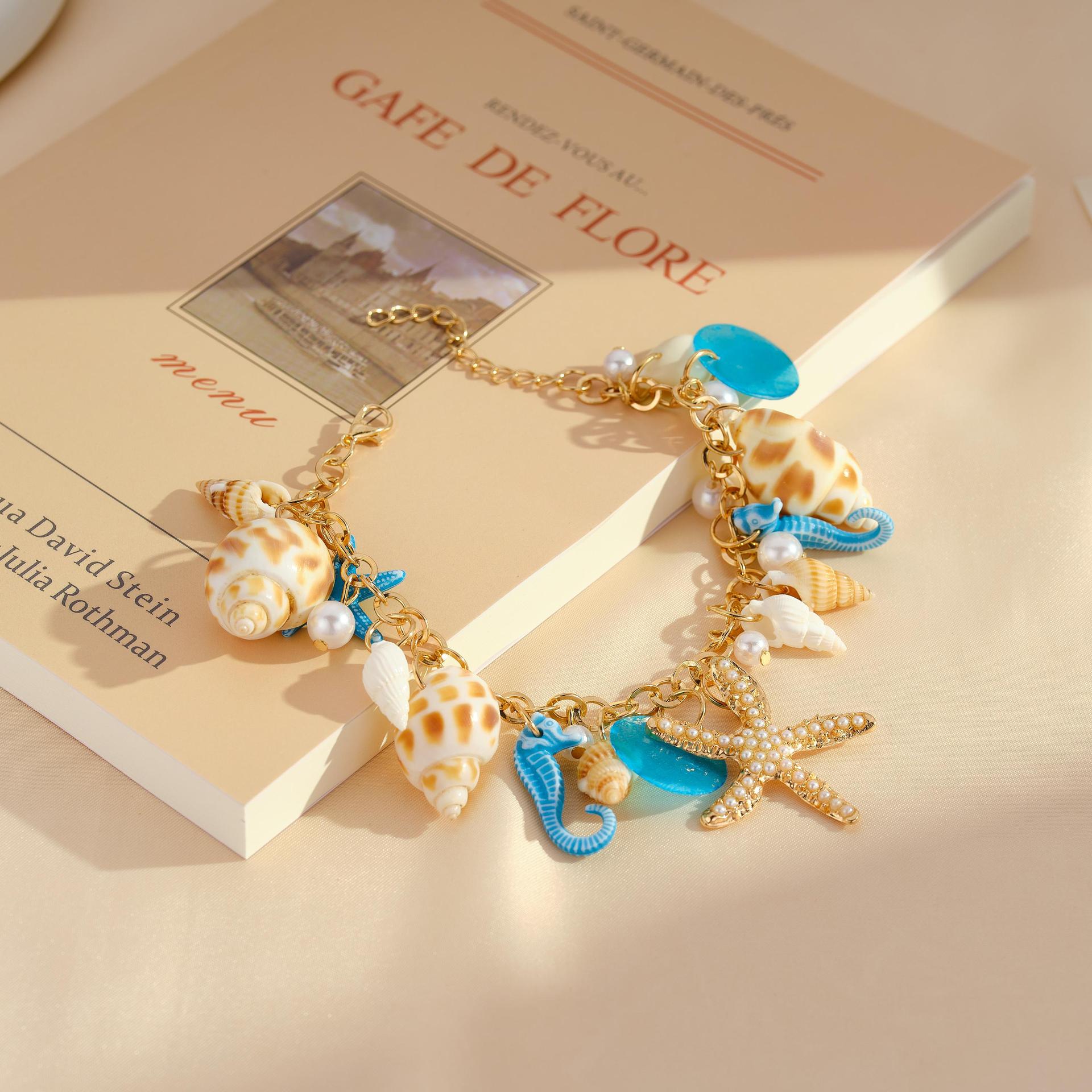 Wholesale Cross-Border Hawaiian Vacation Style Fashion Ocean Starfish Bohemian Style Women' s Chain Conch Shell Bracelet