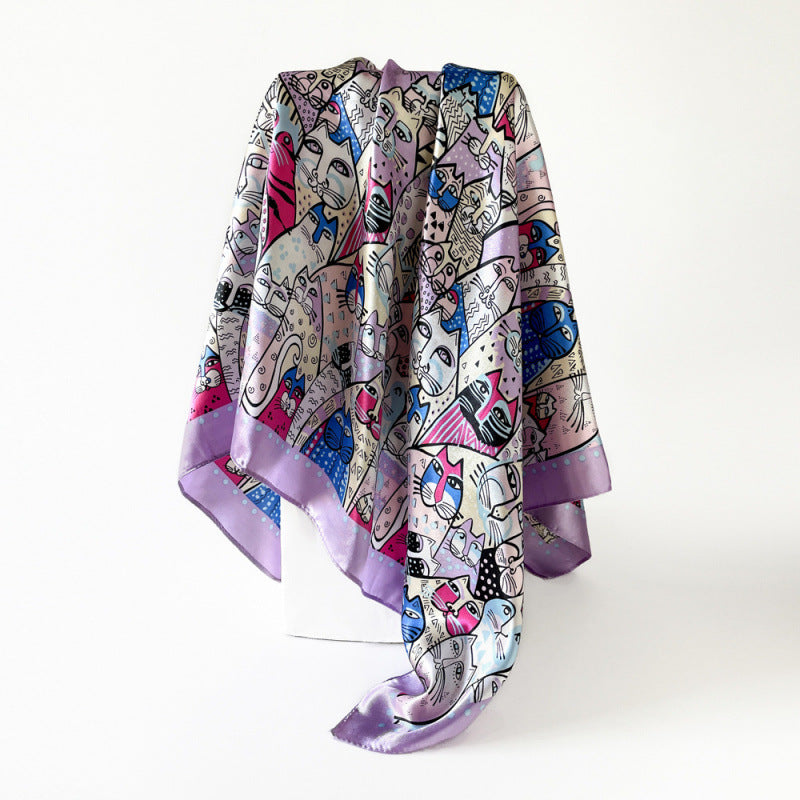 Wholesale  90cm women' s printed turban silk scarf