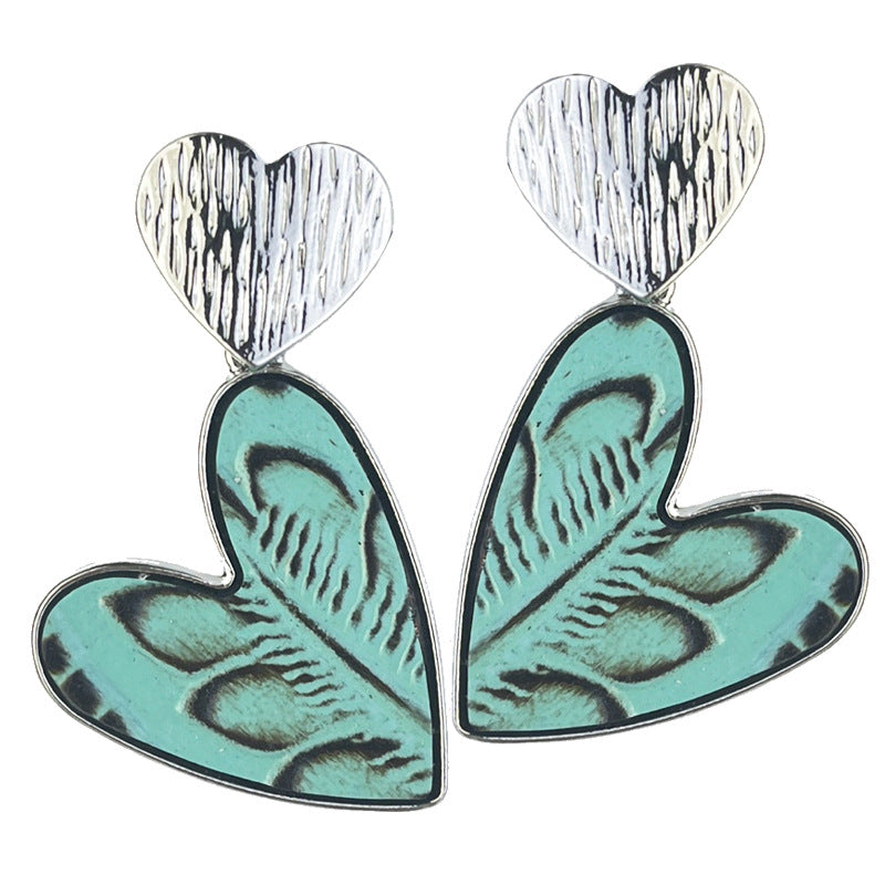 Wholesale 2 Pairs/pack Western Style Metal Double Heart Earrings Aztec Alloy Earrings ACC-ES-HY158