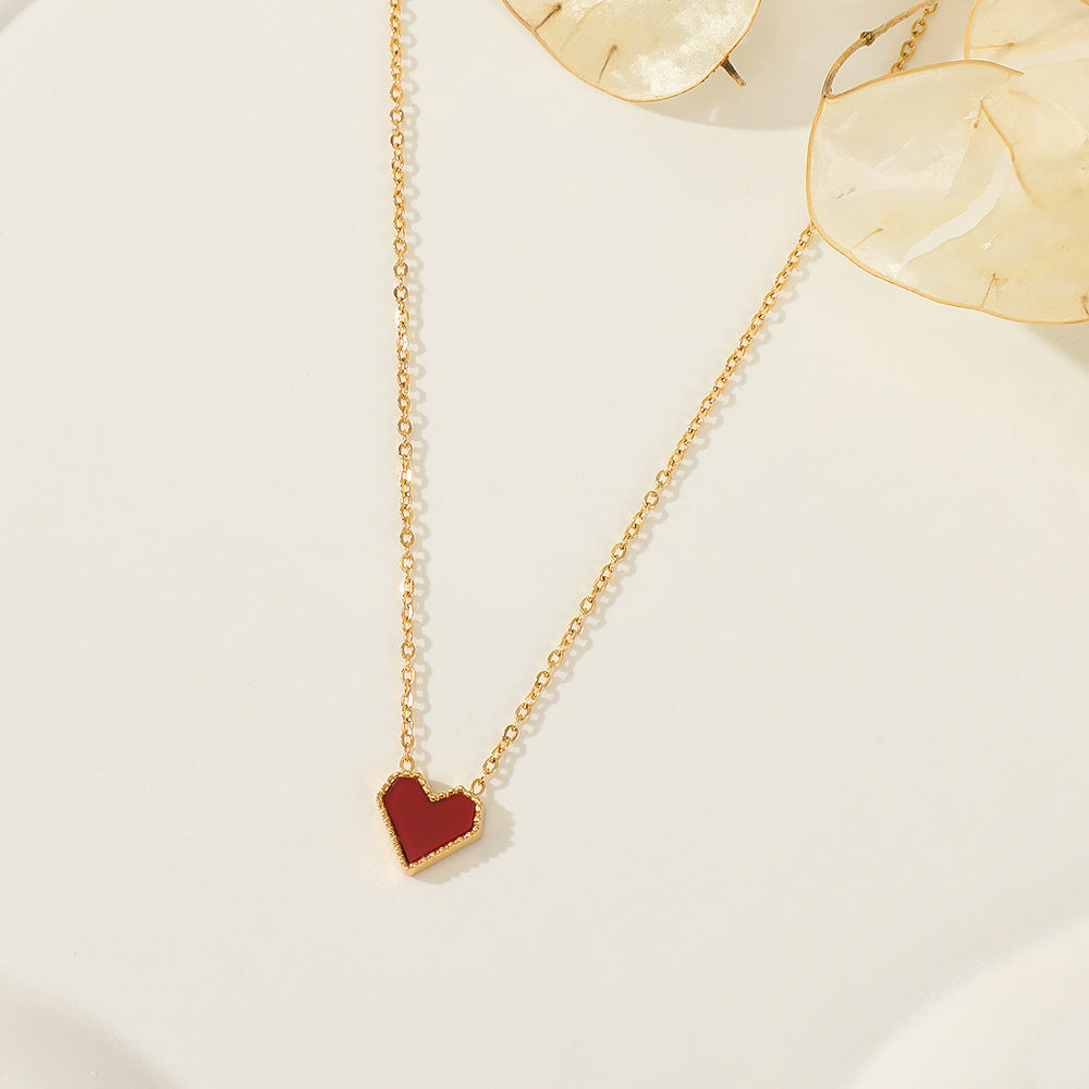 Wholesale Love Collarbone Chain Retro Red Heart Necklace