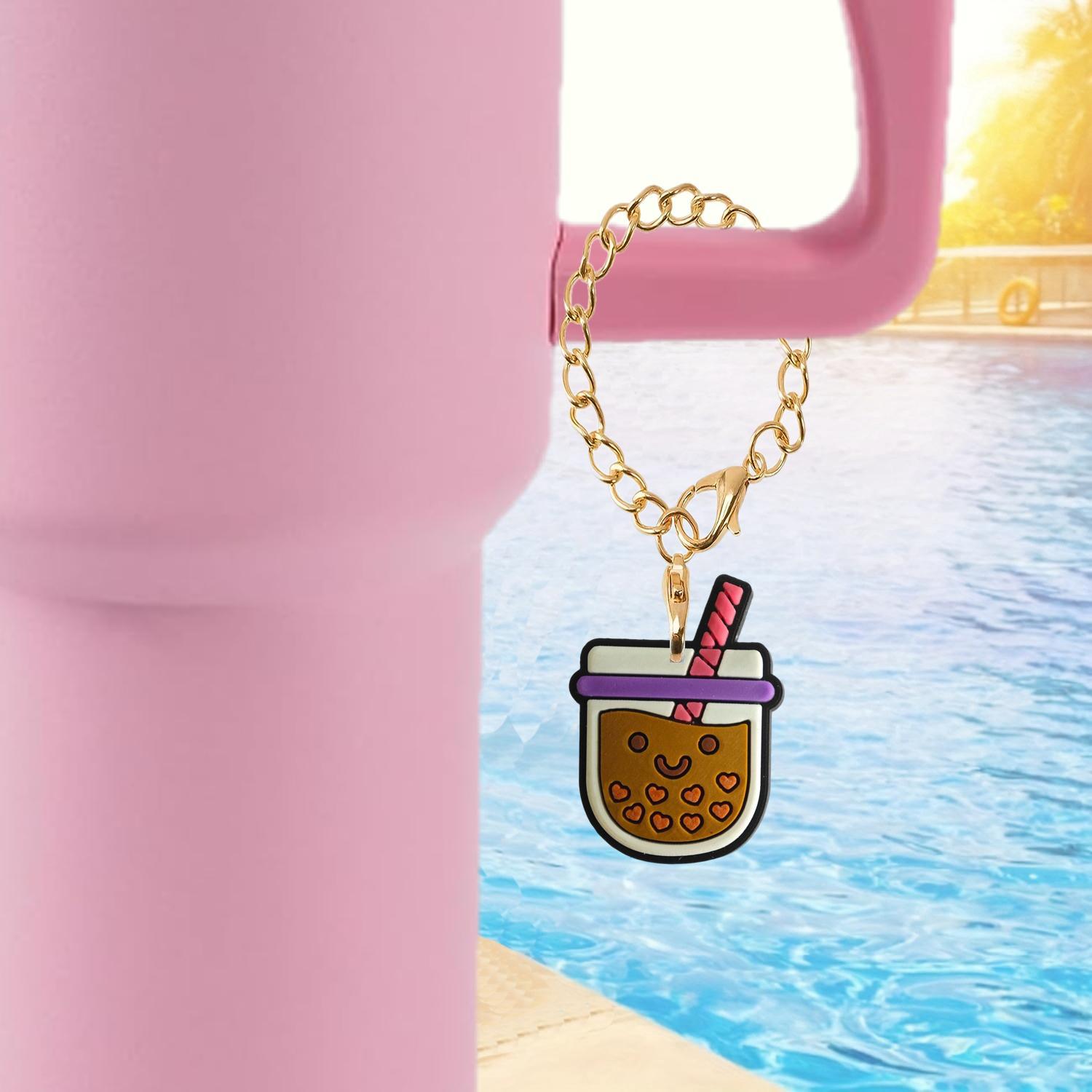 Wholesale Cartoon Milk Tea Cup Soft Rubber Hanging Chain Cup Accessories Chain ACC-CA-XieJi010