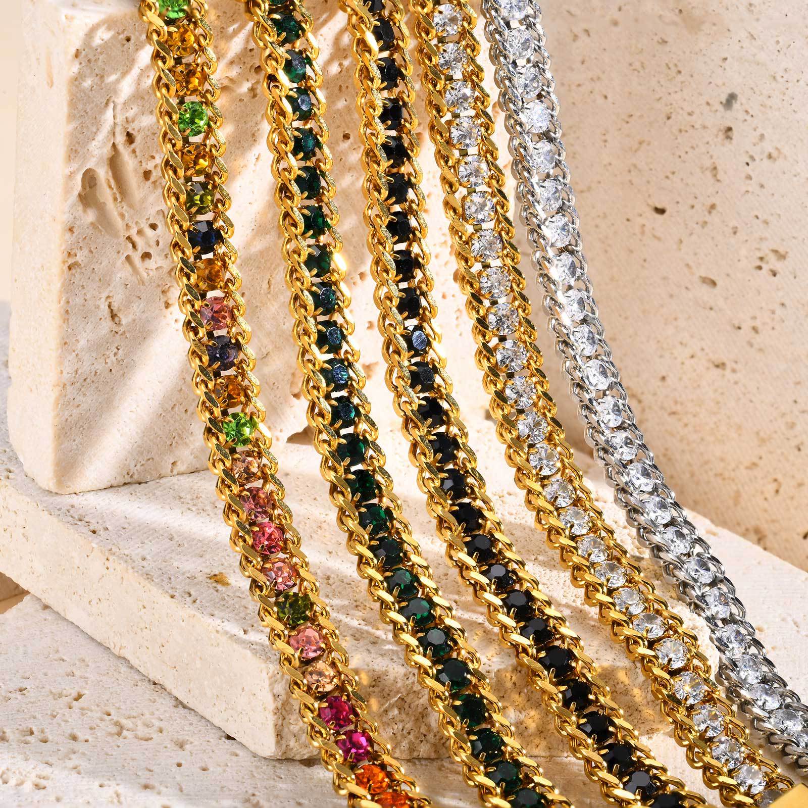 Wholesale Trendy Women S 3 Layer Stacking Bracelet Stainless Steel With White Zircon 18K Gold Tone Jewelry Accessory For Gift And Daily Wear