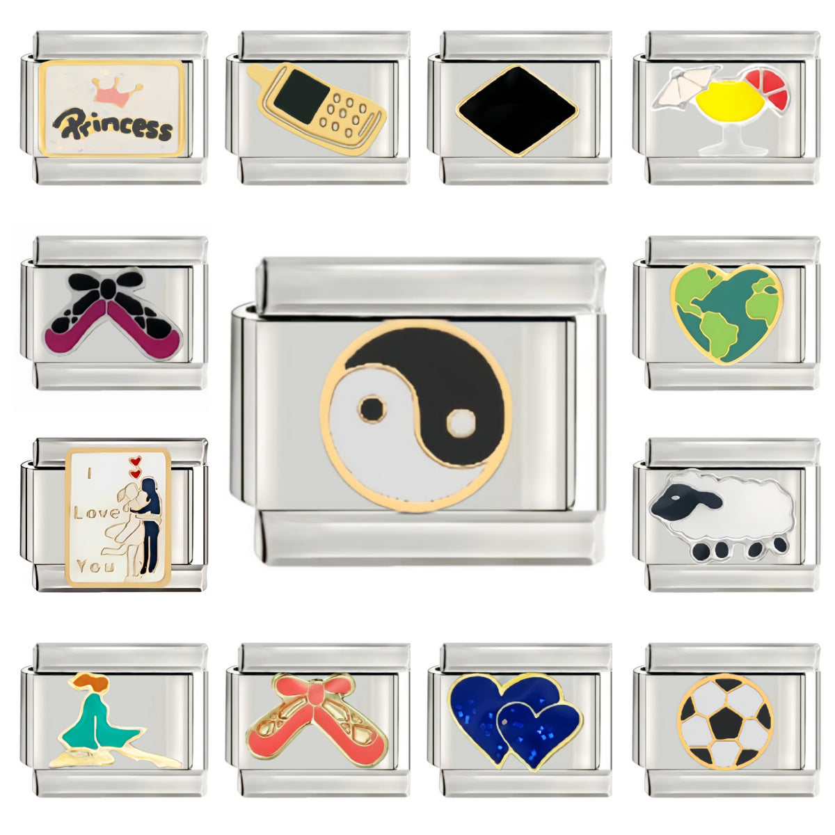 Wholesale Italian Charm Starter Bracelets DIY square Single Section Creative Stainless Steel Composable Bracelet