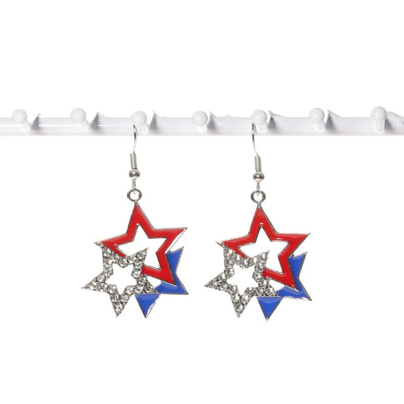 Wholesale Independence Day Earrings Red and Blue Aluminum Handmade Braided Earrings