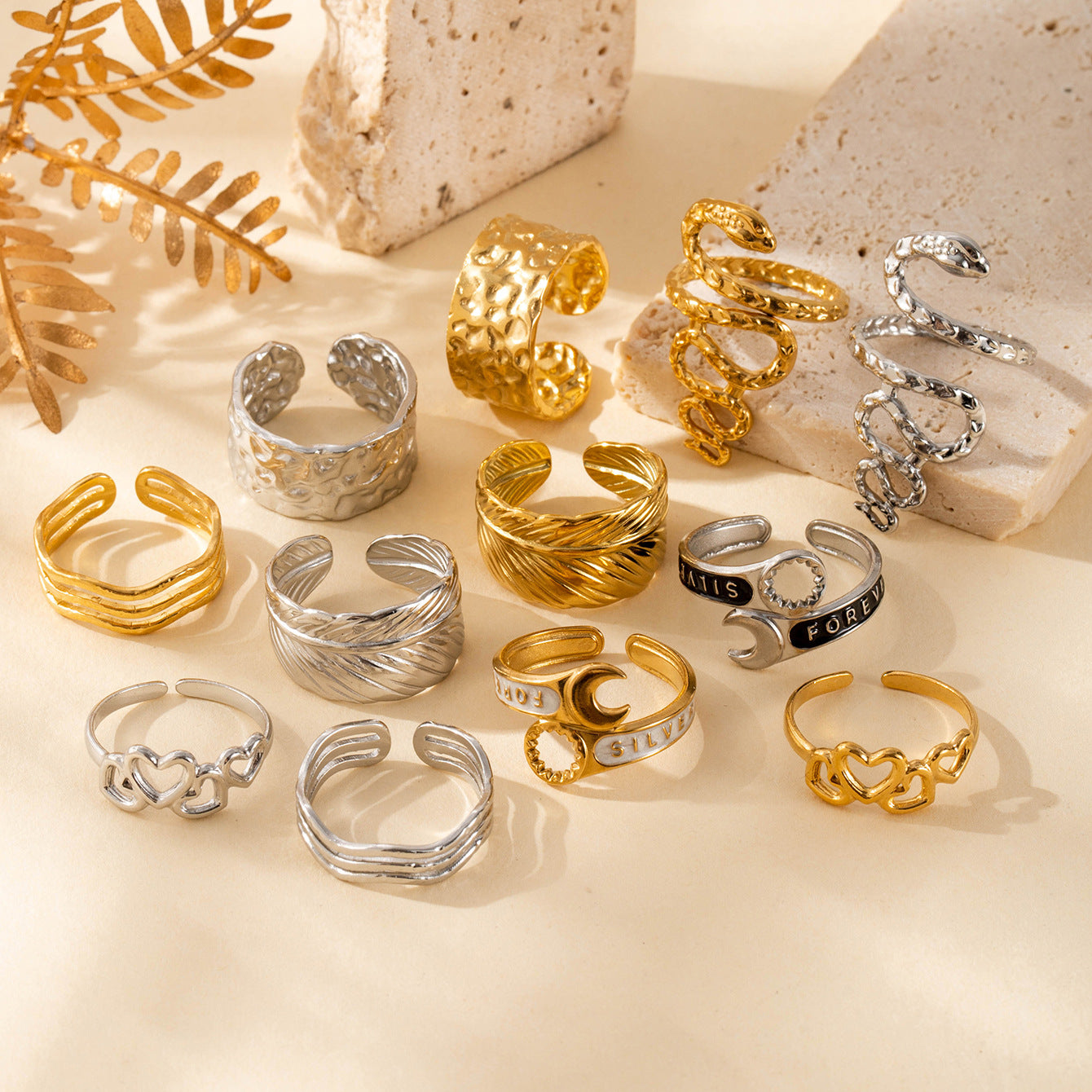 Wholesale  Snake Love Vintage Titanium Steel Opening Adjustable Ring