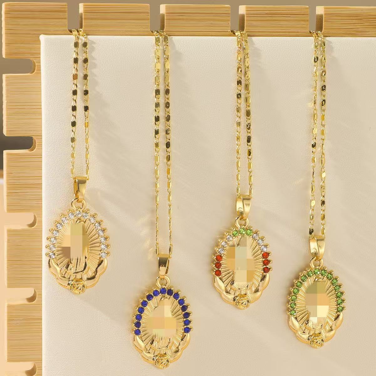 Wholesale Two-Color Electroplated Virgin Mary Pendant Necklace,  Religious Jewelry Accessory for Women