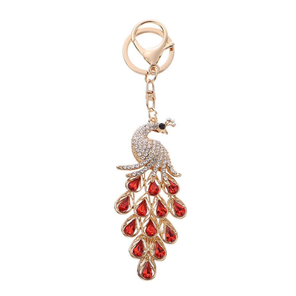 Wholesale Stylish Rhinestone Peacock Keychain,  Fashion Bag Charm for Women,  Creative Gift