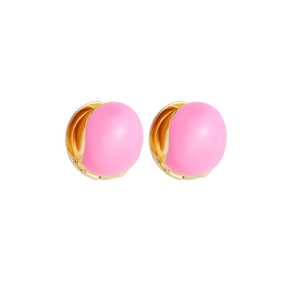 Wholesale  drop oil enamel candy-colored earrings double-sided color love ear buckle