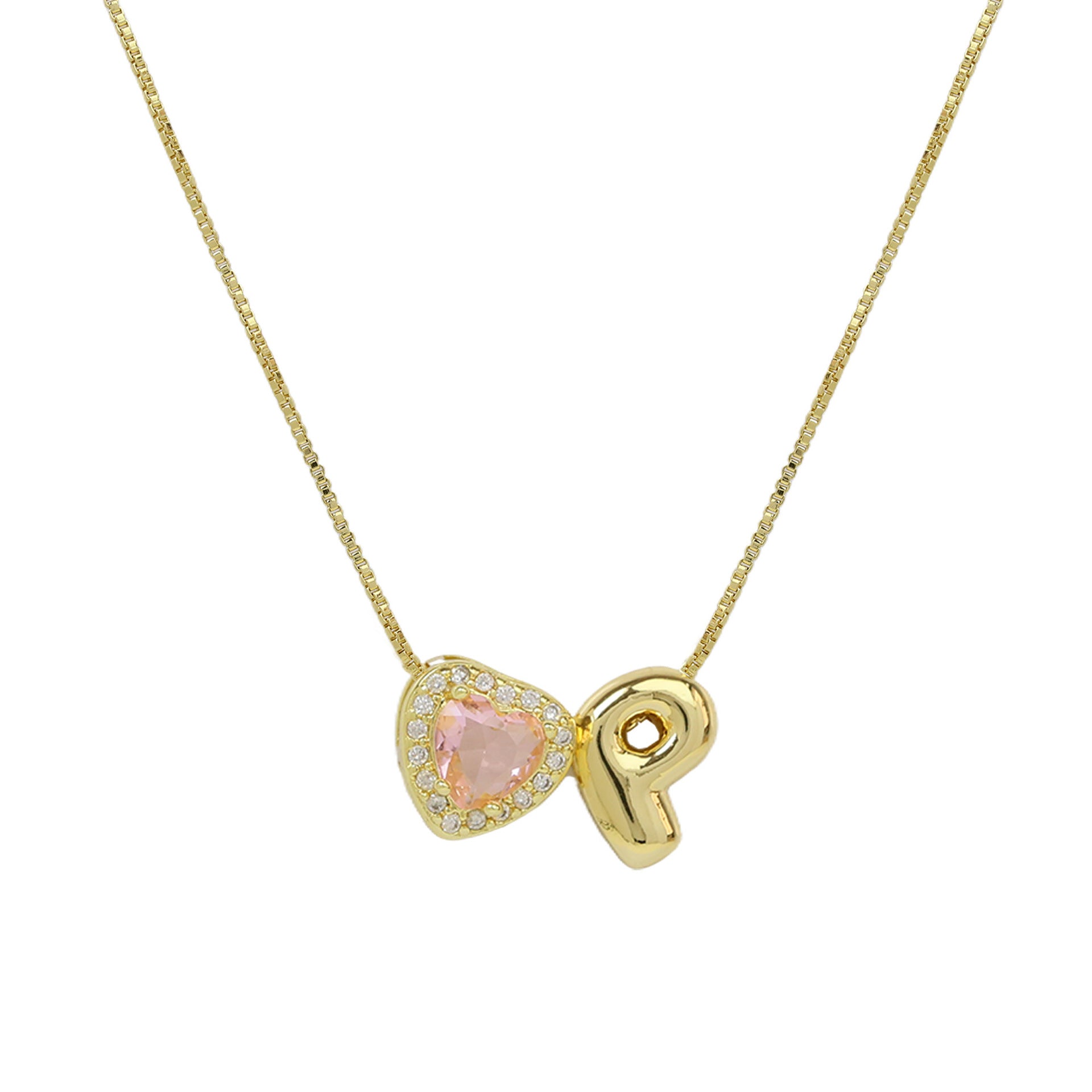 Wholesale Cute bubble 26 English letters love heart clavicle necklace