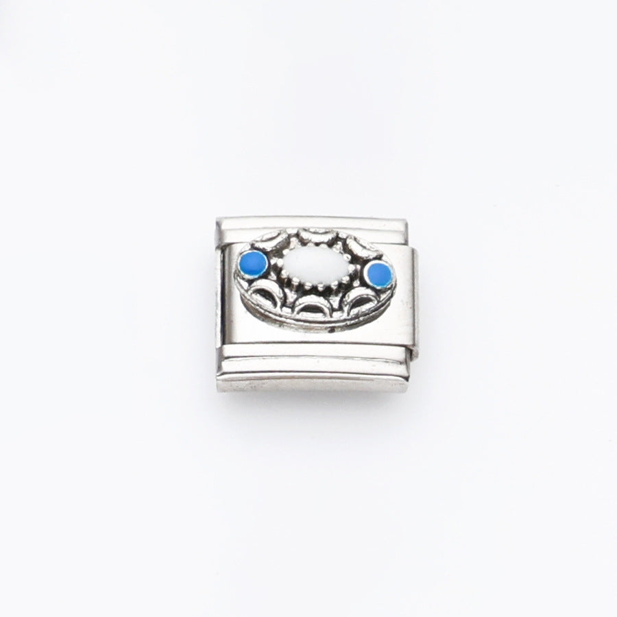 Wholesale 10pcs Italian Charm Bracelet 9mm DIY Splicing Flower Geometric Pattern Stainless Steel Composable Bracelet