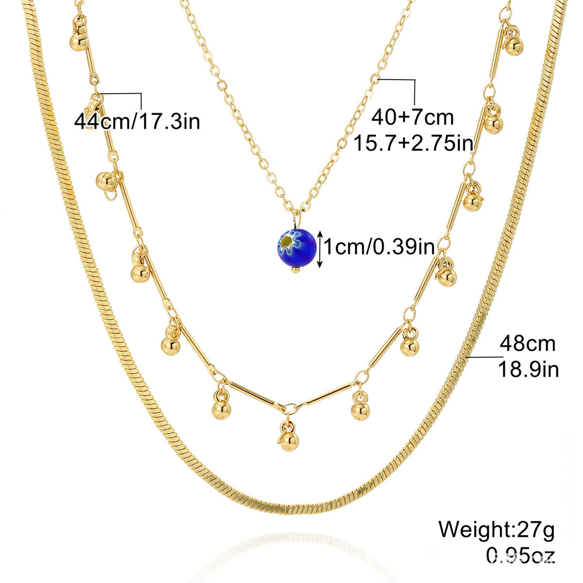 Wholesale  Five-Pointed Star Stacked Zircon Metal Multi-Layer Necklace
