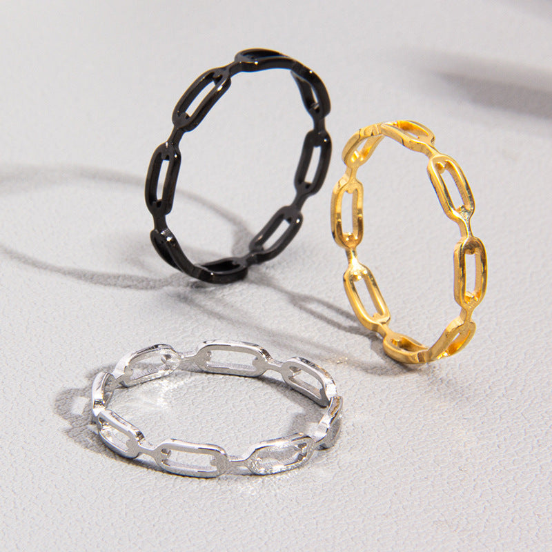 Wholesale Trendy Titanium Steel Cut Out Chain Ring Fashion Jewelry Accessory for Gift or Everyday Wear