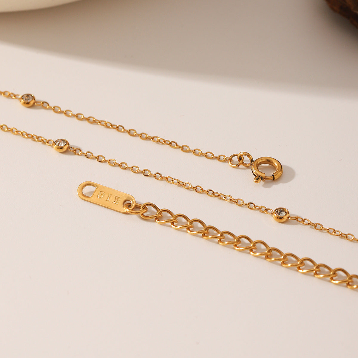 Wholesale  stainless steel necklace 18K gold inlaid zircon necklace