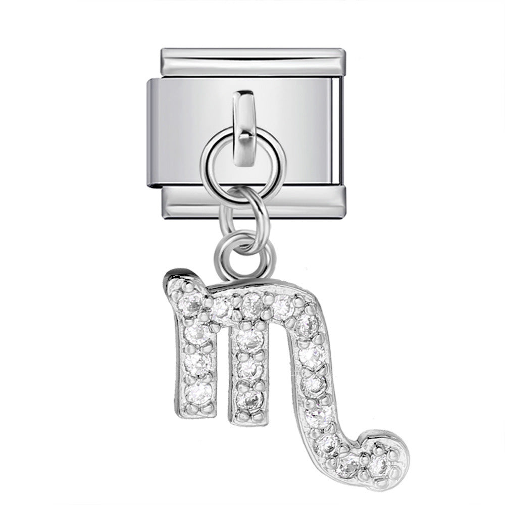 Wholesale 12 Zodiac Signs Rhinestone Pendant Bracelet Stainless Steel Fashion Jewelry Accessory Gift For Boutique Resale