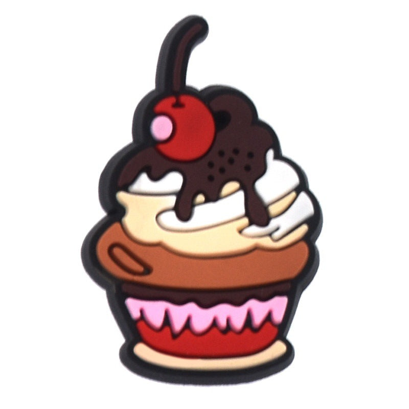 Wholesale Random 100pcs Cartoon Food Series  PVC Soft Rubber Shoe Buckle Decoration