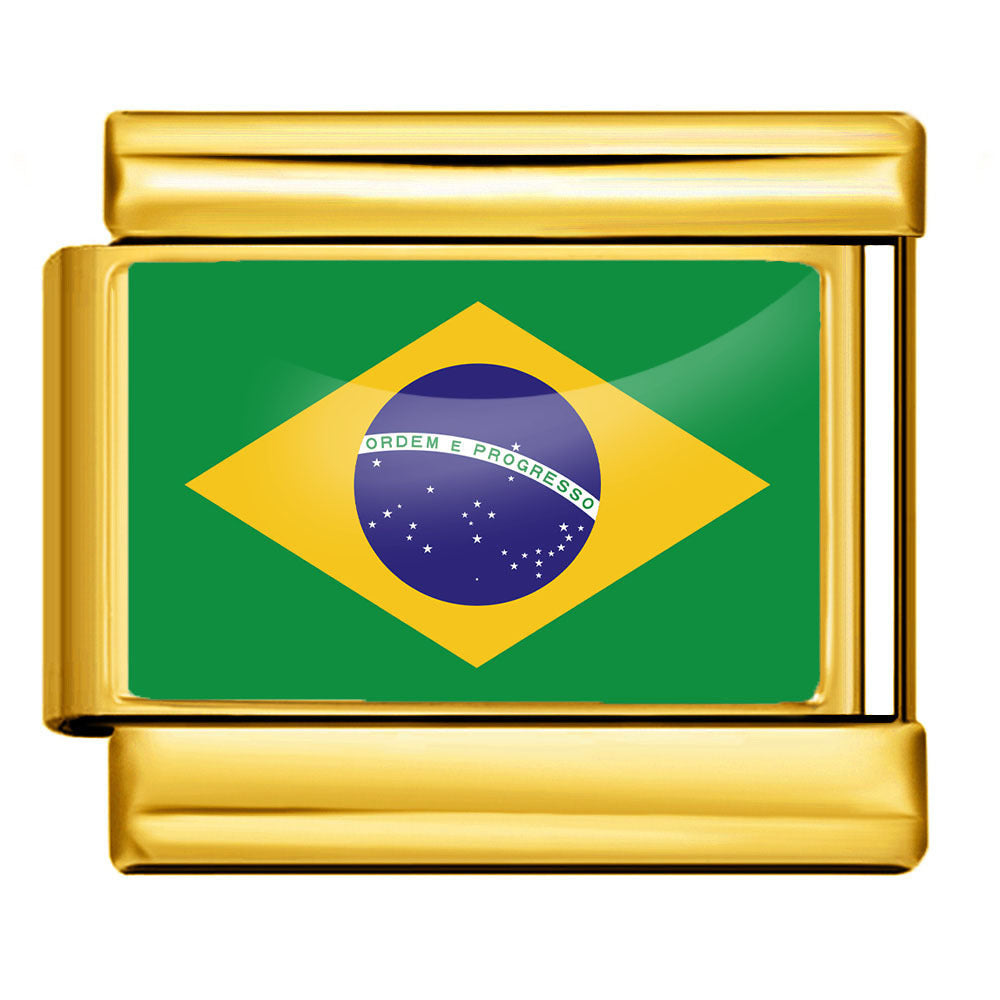 Wholesale 5pcs Italian Charm Bracelet 9mm DIY Splicing Gold Base World Flag Stainless Steel Composable Bracelet