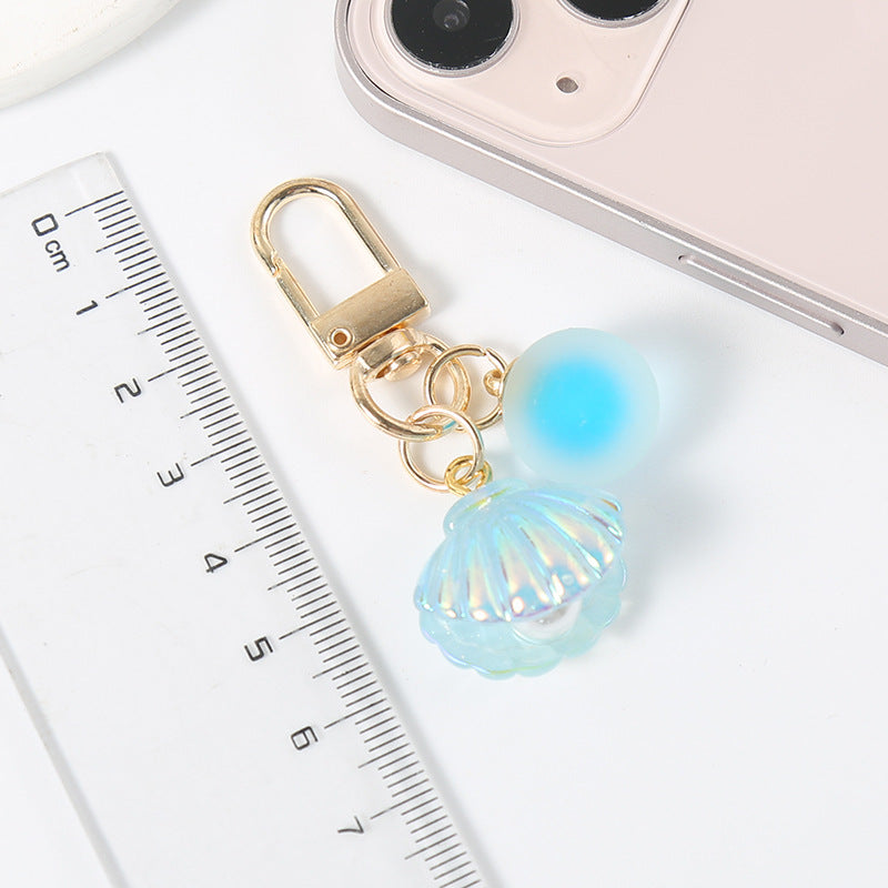 Wholesale Acrylic Colored Shell Keychain Bags and Pendants ACC-KC-HuiMei014