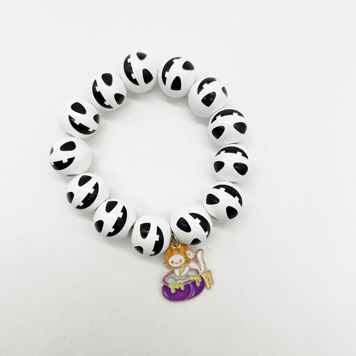 Wholesale Christmas Snowflake Christmas Tree Halloween Orange Wooden Beads Stretch Bracelet ACC-BT-Nanh005