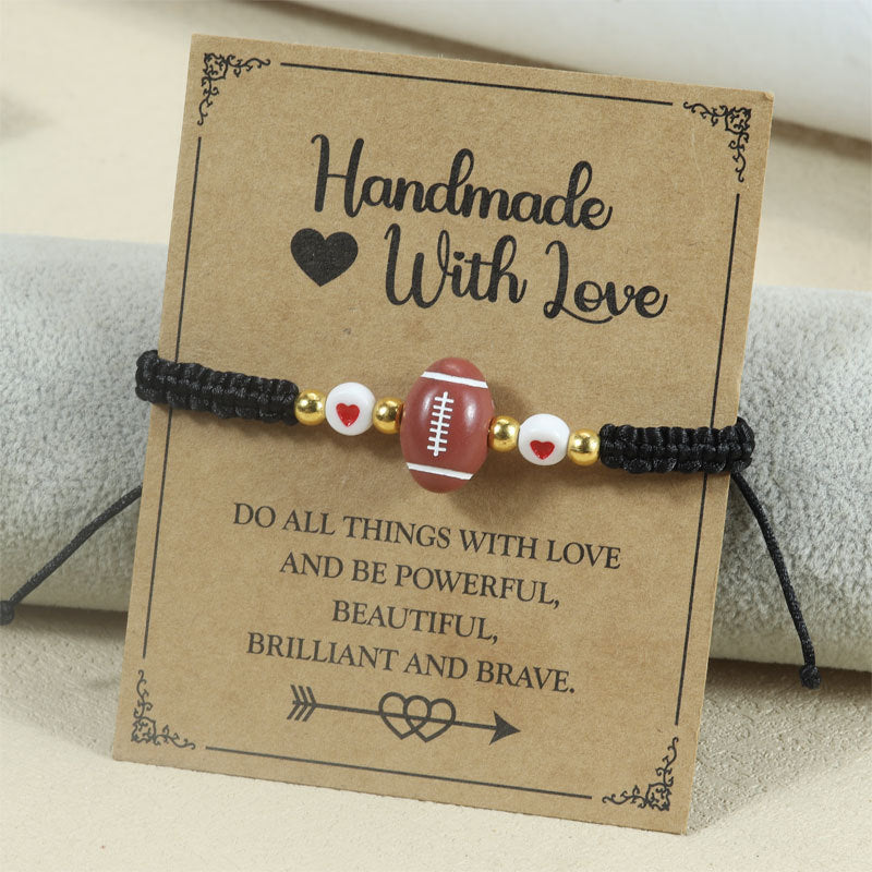 Wholesale Braided rope basketball heart bracelet