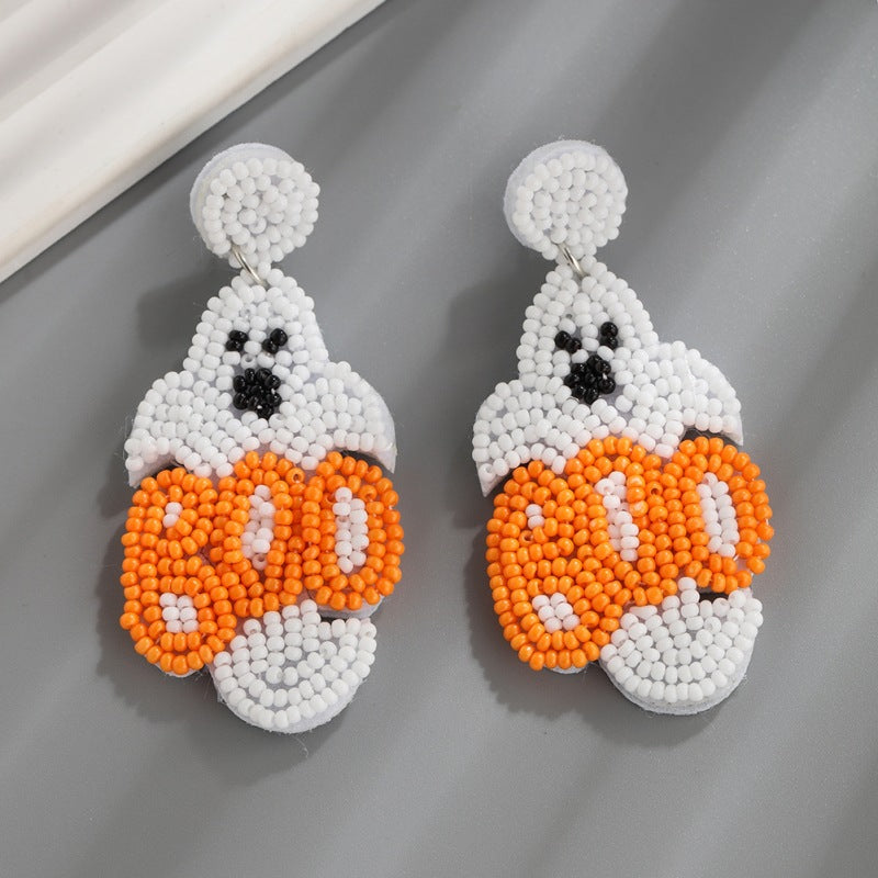 Wholesale Halloween Fabric Bead Earrings Ghost Pumpkin Spider Handmade Earrings ACC-ES-YuanQin002