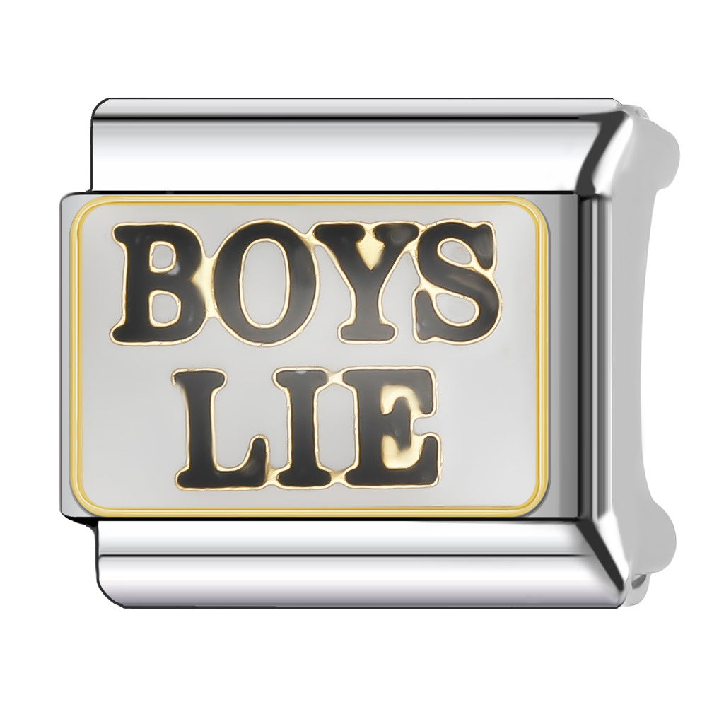 Wholesale Italian Charm Bracelet 9mm DIY Splicing English Series Stainless Steel Composable Bracelet