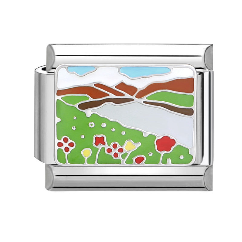 Wholesale Italian Charm Bracelet 9mm DIY Splicing Removable Green Series Titanium Steel Composable Bracelet