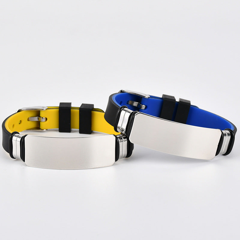 Wholesale  vintage silicone stainless steel men' s bracelet