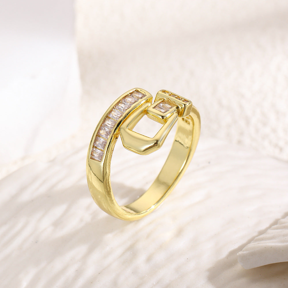 Wholesale 18k copper plated belt buckle with adjustable ring